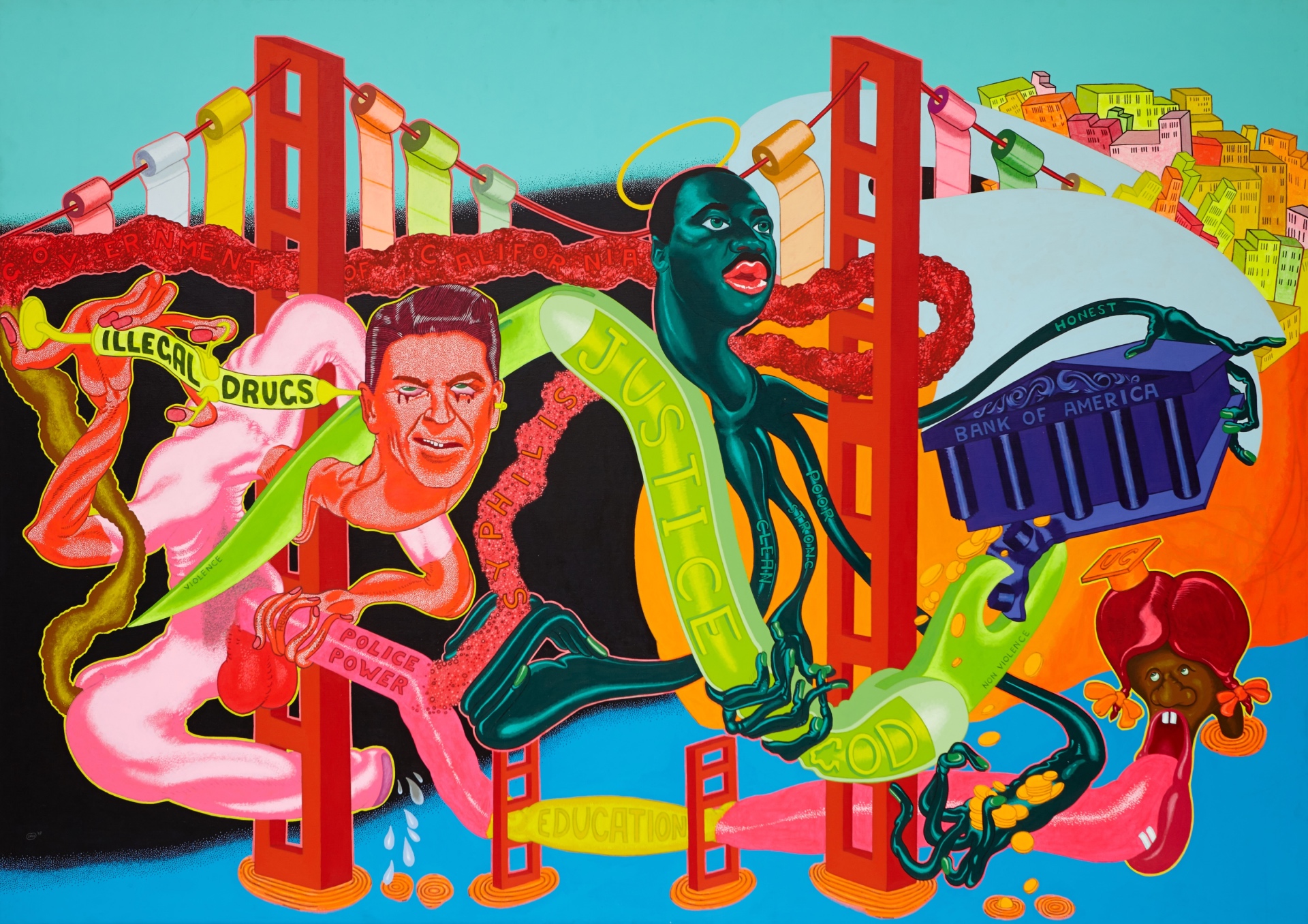 Peter Saul, Government of California , 1969, Öl auf Leinwand, 172,7 × 243,8 cm, Sammlung KAWS