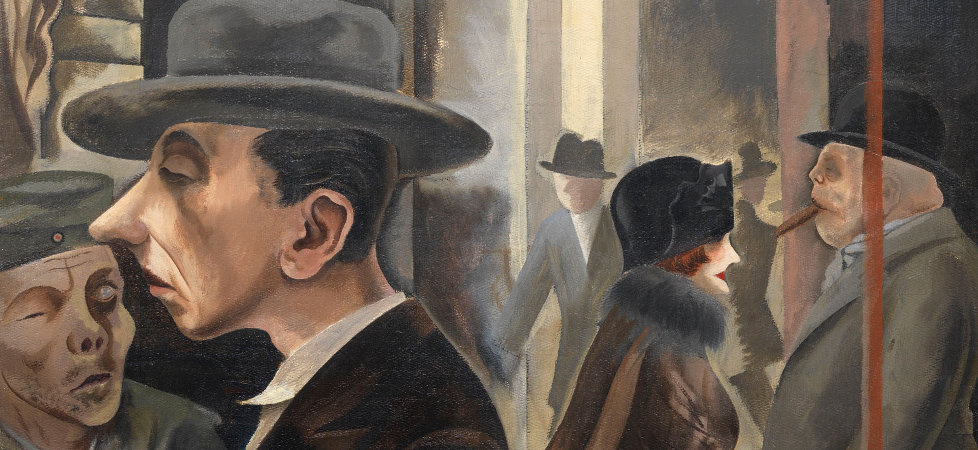 George Grosz, Street Scene (Kurfürstendamm) (Straßenszene [Kurfürstendamm]), detail, 1925, Museo Thyssen-Bornemisza, Madrid, © VG Bild-Kunst, Bonn 2017