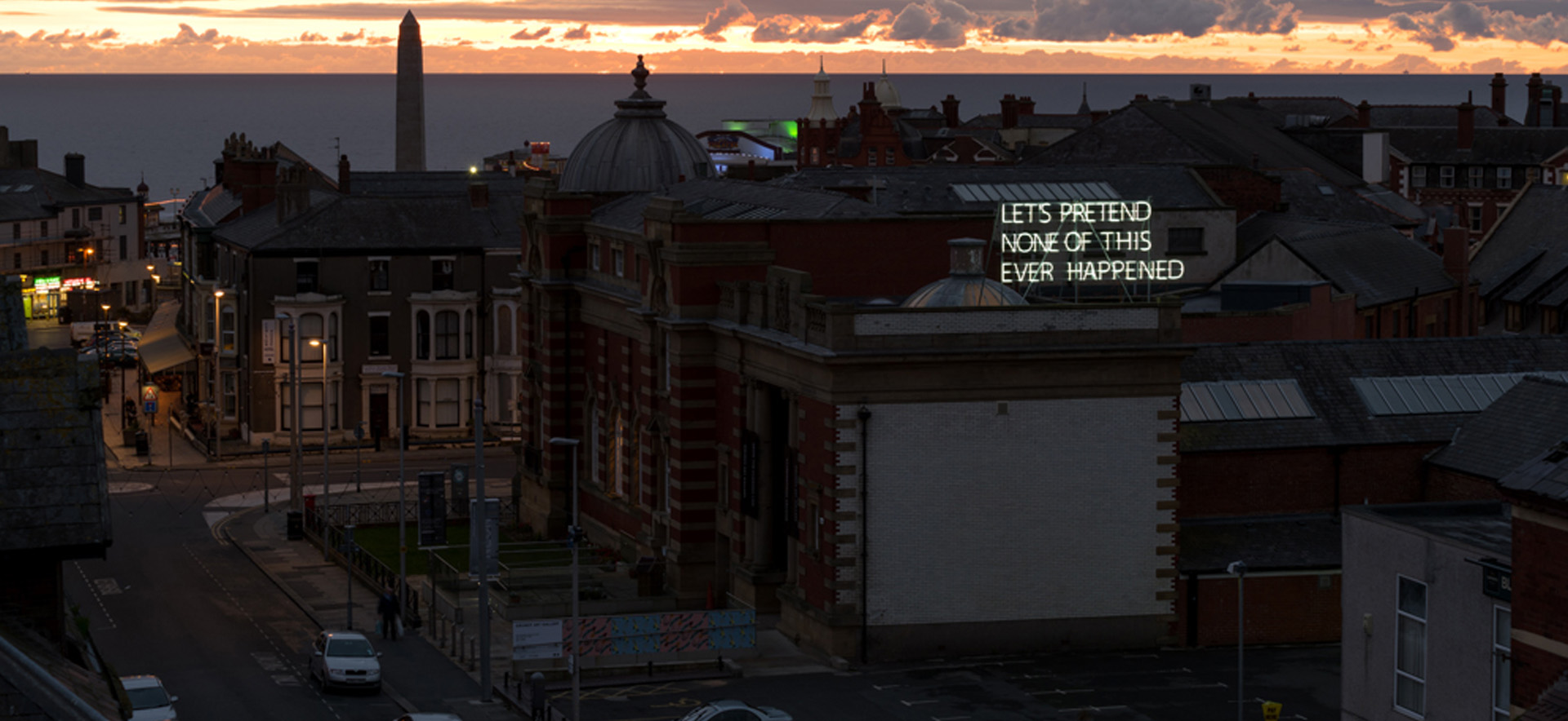 Tim Etchells, Let’s Pretend (large), 2014, Neon Sign, © Tim Etchells and Grundy Art Gallery, Blackpool.