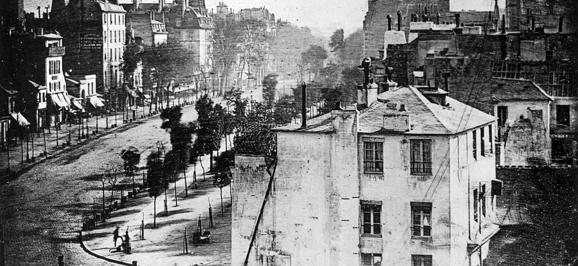 Pariser Straßenansicht (Boulevard du Temple), Daguerreotypie von Louis Daguerre, 1838, Image via wikimedia.org