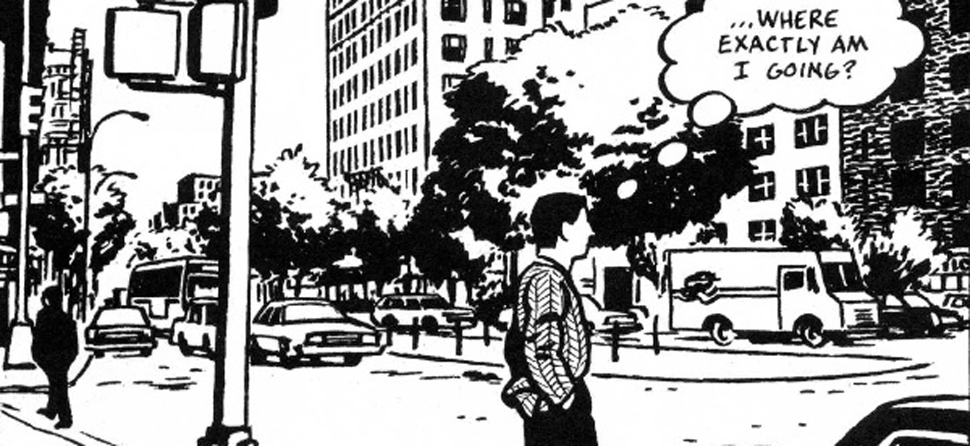 Paul Karasik and David Mazzucchelli, City of Glass, Image via https://www.comicsreporter.com