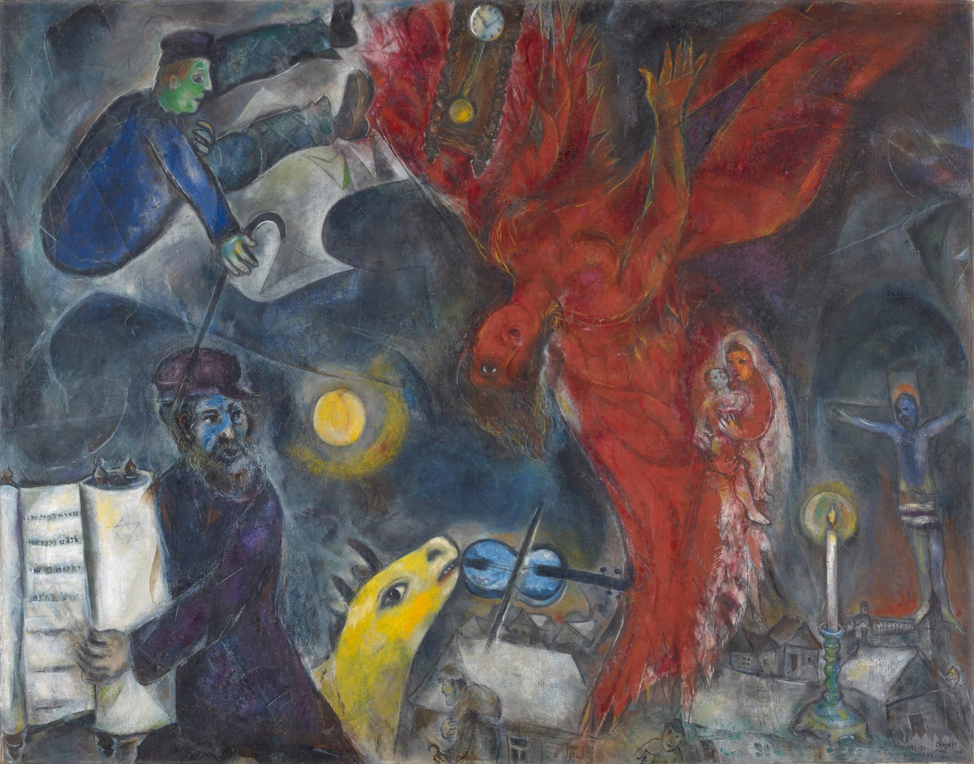 Marc Chagall, Der Engelssturz, 1923-33-47, Öl auf Leinwand, 147,5 x 188,5 cm, Kunstmuseum Basel, Depositum aus Privatsammlung ©  VG Bild-Kunst, Bonn 2021, Foto: Martin P. Bühler