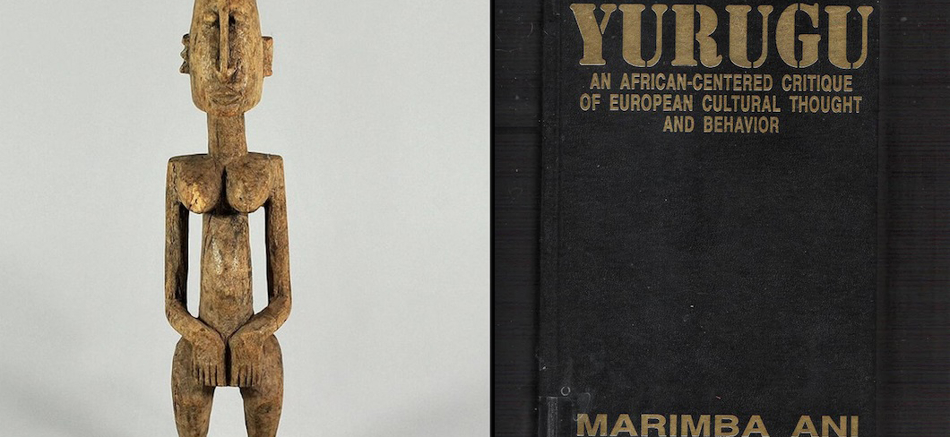 (left) Depiction of Dogon God “Amma ”, shown like many ancient God’s with an elongated head. (right) Cover of Dr. Marimba Ani, Yurugu: An African- Centered Critique Of European Thought and Behavior, 1994.