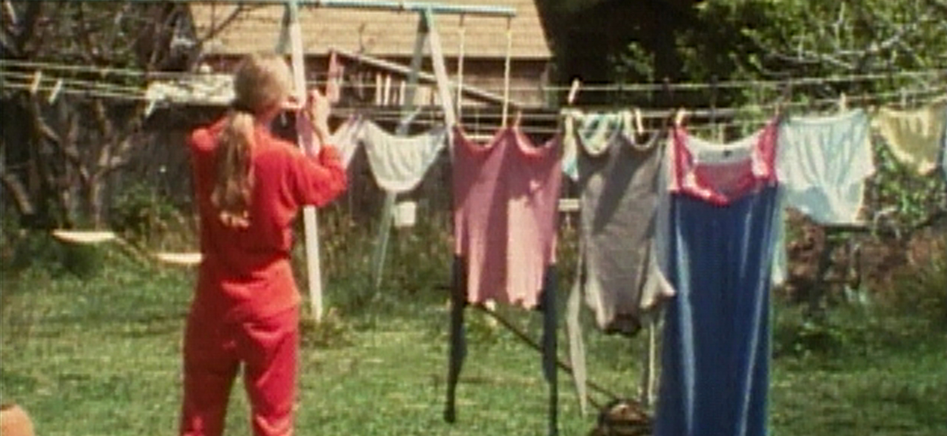 Detail: Martha Rosler, "Backyard Economy II (Diane Germain Mowing)", 1974, Filmstill, Courtesy: The Artist, Electronic Arts Intermix (EAI), New York